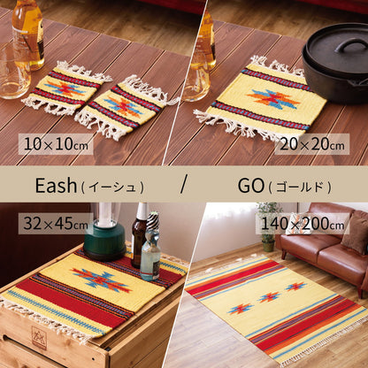 手織りウールのキリム コースター 2枚組 10×10cm 送料無料