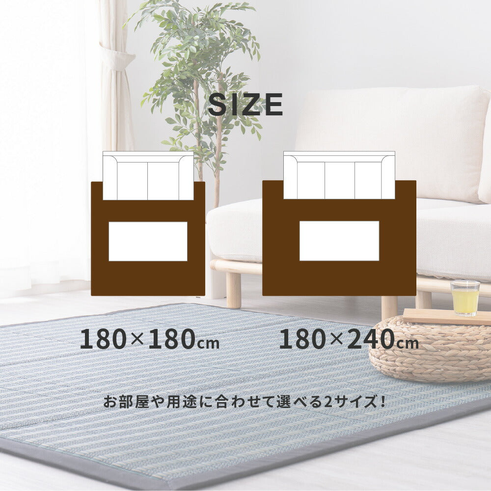収納簡単 い草ふっくらラグ 仙名 180×180cm 送料無料