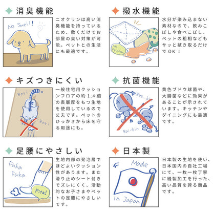 消臭加工付き 木目調フリーマット 90×120cm 送料無料