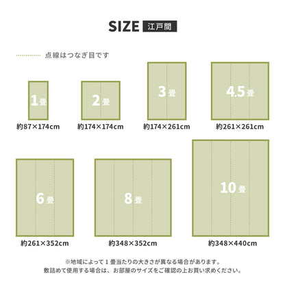 洗えるい草風カーペット ルイス 江戸間 8帖（348×352） 送料無料