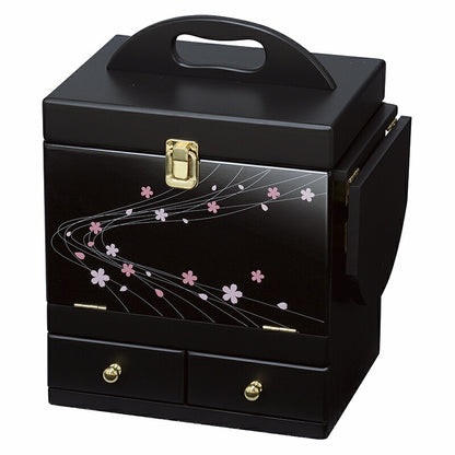 コスメボックス ドレッサー 桜模様 美しい バタフライ式 ミニテーブル 光沢 蒔絵 模様 コスメ ボックス サイド