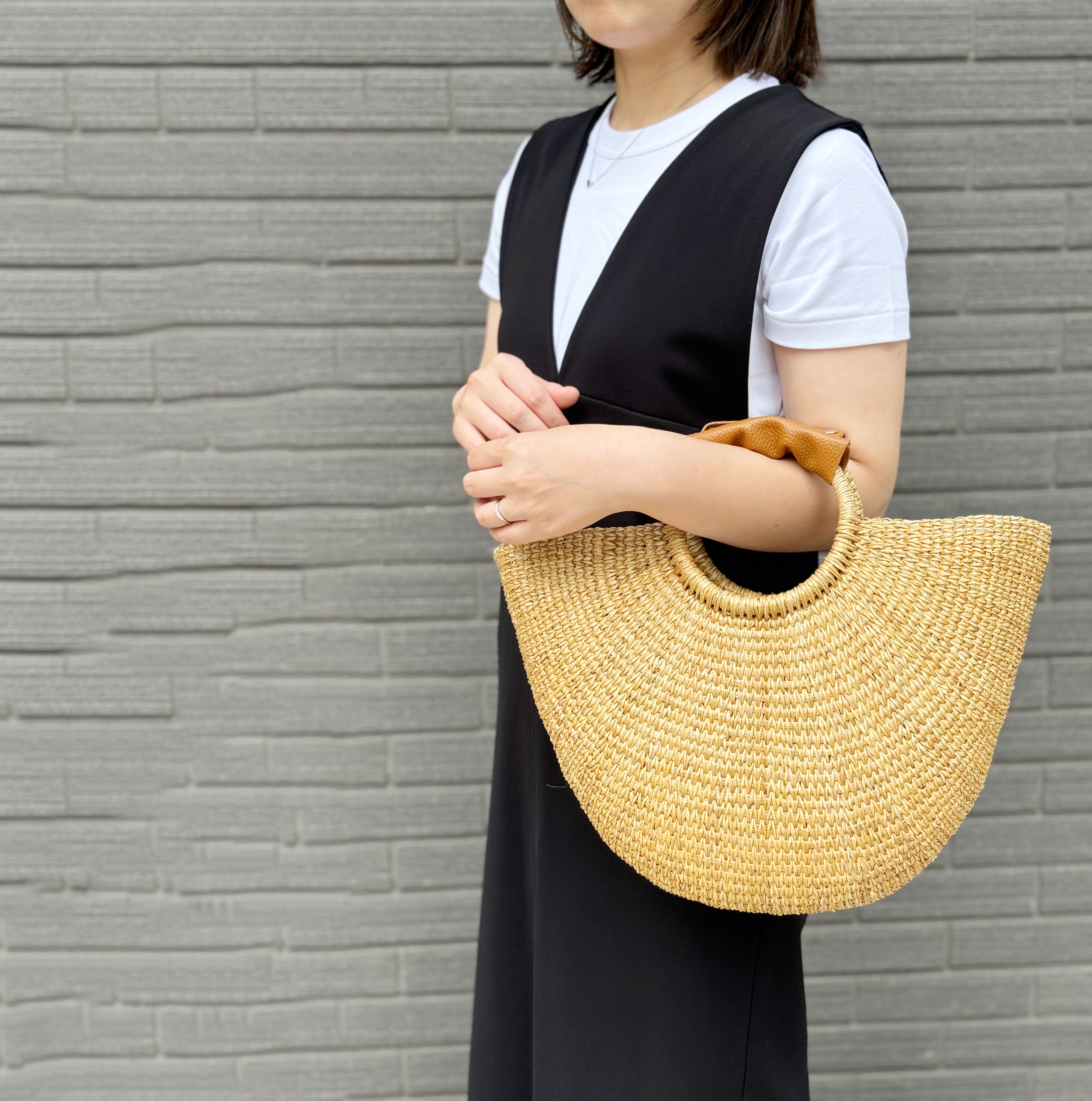 ♡アモング♡カゴバッグ ♡ハンドル付き allecore ハンドバッグ カゴバッグ ハンドルカバーつき Lサイズ