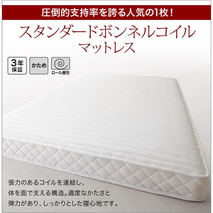 【新商品】組立設置付き 跳ね上げベッド 大容量収納／プロストル2 スタンダードボンネルコイルマットレス付き 横開き シングル 送料無料