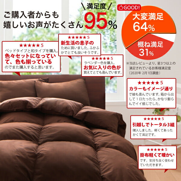 3年保証 新20色羽根布団8点セット ベッドタイプ ダブル11点セット 送料無料