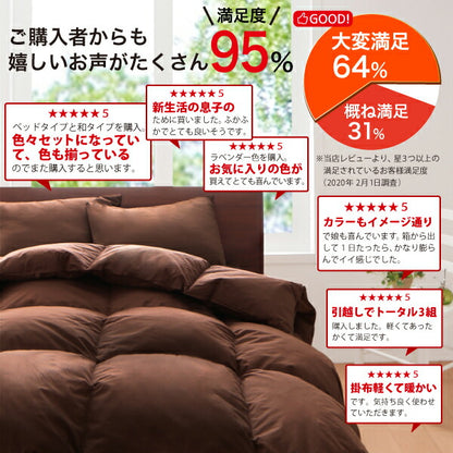 3年保証 新20色羽根布団8点セット ベッドタイプ ダブル11点セット 送料無料