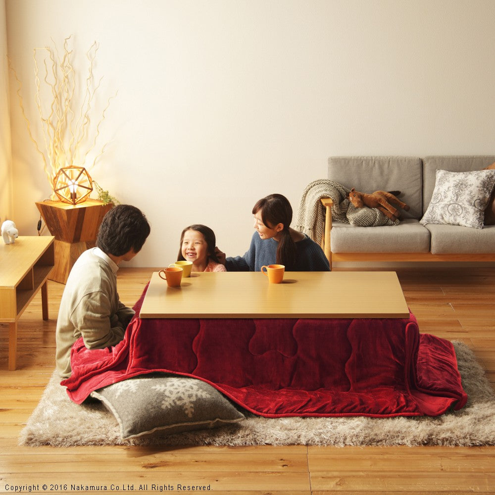 高さ4段階調節 折れ脚こたつ 80x80cm 北欧柄こたつ布団 2点セット