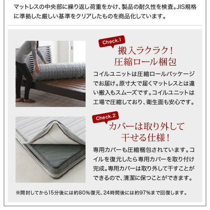 棚・コンセント付き収納ベッド General ジェネラル 国産カバーポケットコイルマットレス付き シングル 送料無料