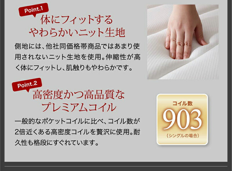 棚・コンセント付き収納ベッド General ジェネラル プレミアムポケットコイルマットレス付き セミダブル 送料無料