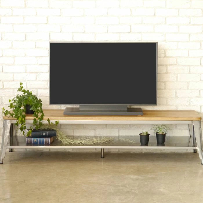 テレビボード ナチュラル スチール脚 完成品 幅1250×奥行500×高さ380mm