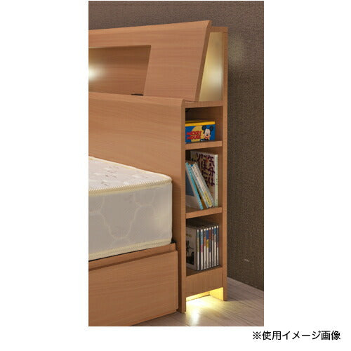 セミダブル ベッド フレーム ライト付 収納付 幅121×長さ213×高さ80cm