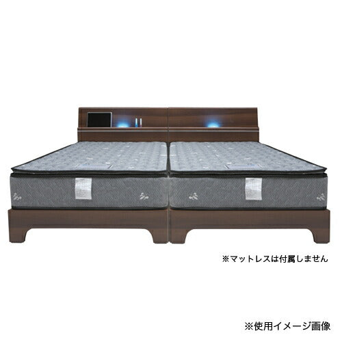 ダブル ベッド フレーム ライト付 棚付 幅140×長さ204×高さ81cm